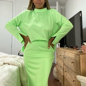 Two piece lime green set